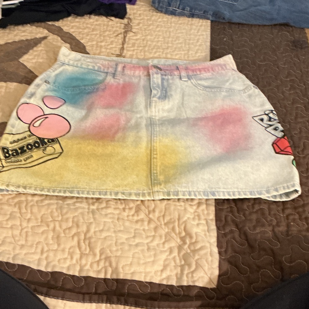Justice Multicolor Graphic Denim Skort